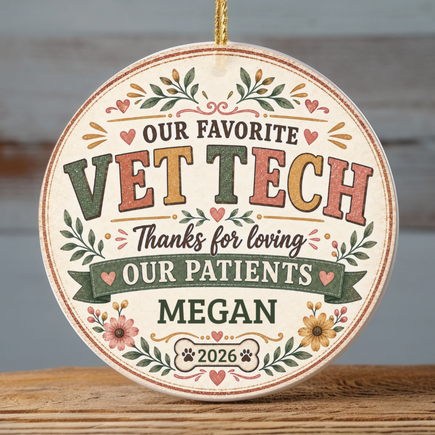 Personalized Vet Tech Ornament, Veterinary Technician Gift, Vet Clinic Coworker Christmas Gift