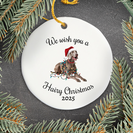 Christmas Weimaraner Ornament, Christmas Lights Dog Keepsake