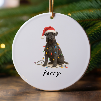 Personalized Kerry Blue Terrier Christmas Ornament, Ceramic Dog Holiday Keepsake
