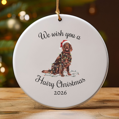 Christmas Irish Setter Ornament, Christmas Lights Dog Keepsake