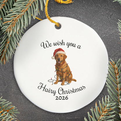 Fox Red Labrador Retriever We Wish You a Hairy Christmas Ornament