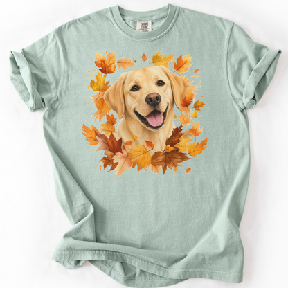Yellow Lab Fall Shirt, Autumn Dog Mom Comfort Colors Tee
