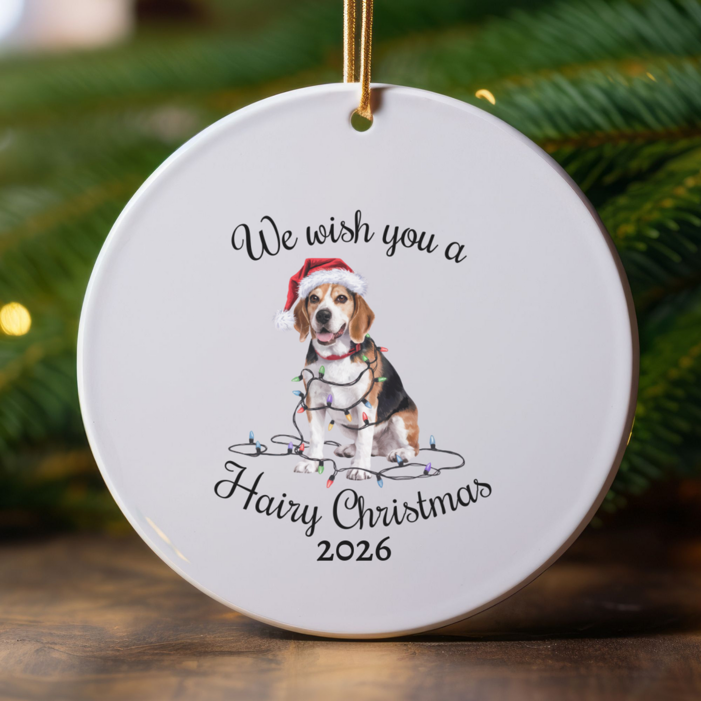 Christmas Beagle Ornament, Beagle Mom, Christmas Lights Dog Keepsake, Christmas Dog, Gift For Dog Lover, Beagle