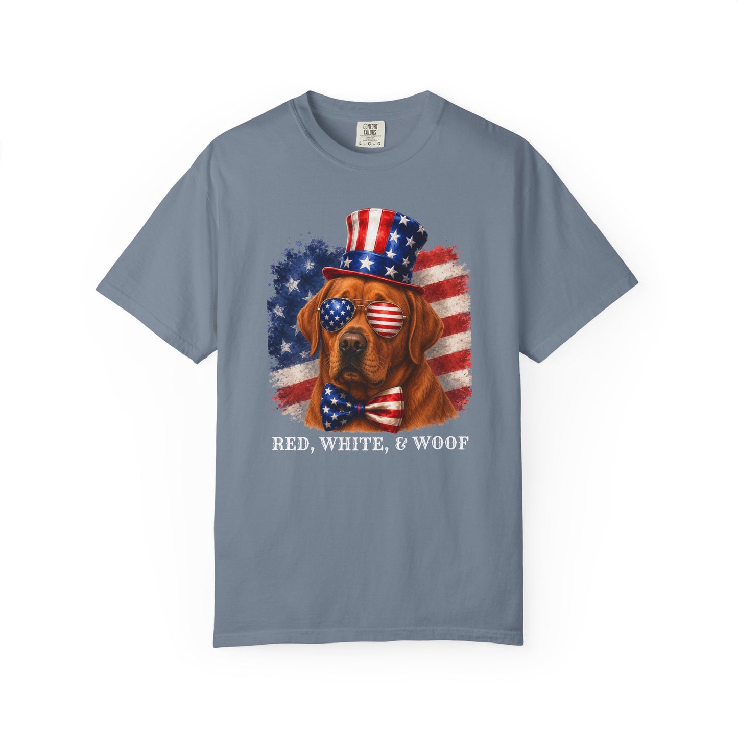 Patriotic Fox Red Lab Red White & Woof Shirt