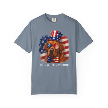 Patriotic Fox Red Lab Red White & Woof Shirt