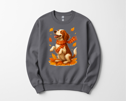 Springer Spaniel Fall Sweatshirt, Cozy Autumn Dog Sweatshirt, Dog Lover Fall Apparel, Cute Dog Autumn Outfit, Fall Dog Shirt