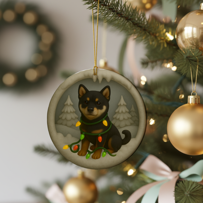 Personalized Black Shiba Inu Christmas 3D Clay-Style Dog Keepsake