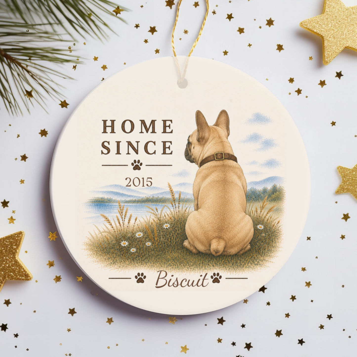 Personalized French Bulldog Ornament, Double Sided Frenchie Gotcha Day Gift, Custom Dog Keepsake
