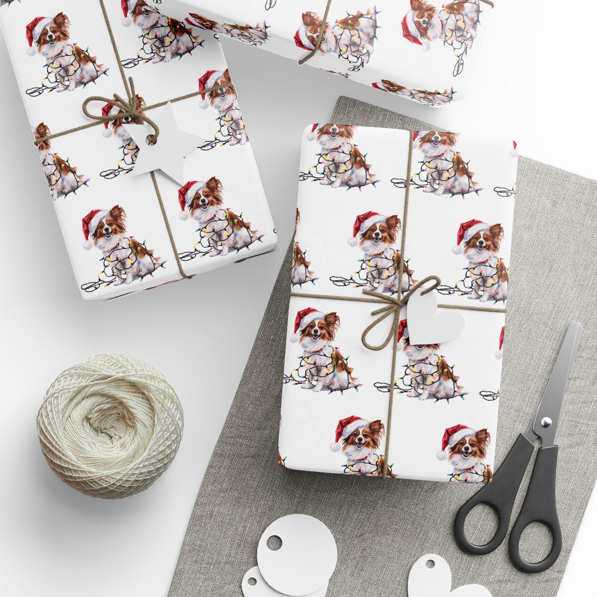 Papillon Christmas Lights Wrapping Paper