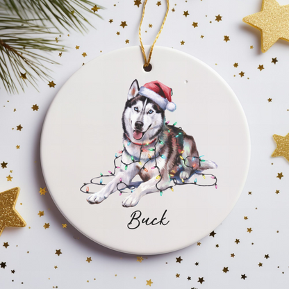 Siberian Husky Ornament Personalized Pet Gift, Custom Christmas Tree Decor