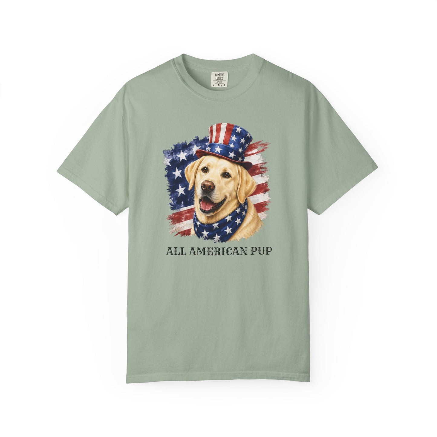 Patriotic Yellow Lab All American Pup Shirt