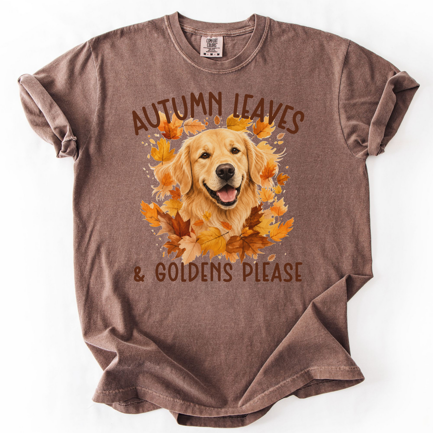 Golden Retriever Mom Fall Shirt, Autumn Leaves & Goldens Please