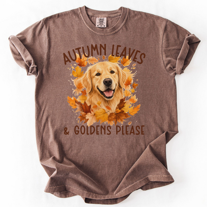 Golden Retriever Mom Fall Shirt, Autumn Leaves & Goldens Please