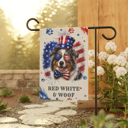 Patriotic Australian Shepherd Garden Flag
