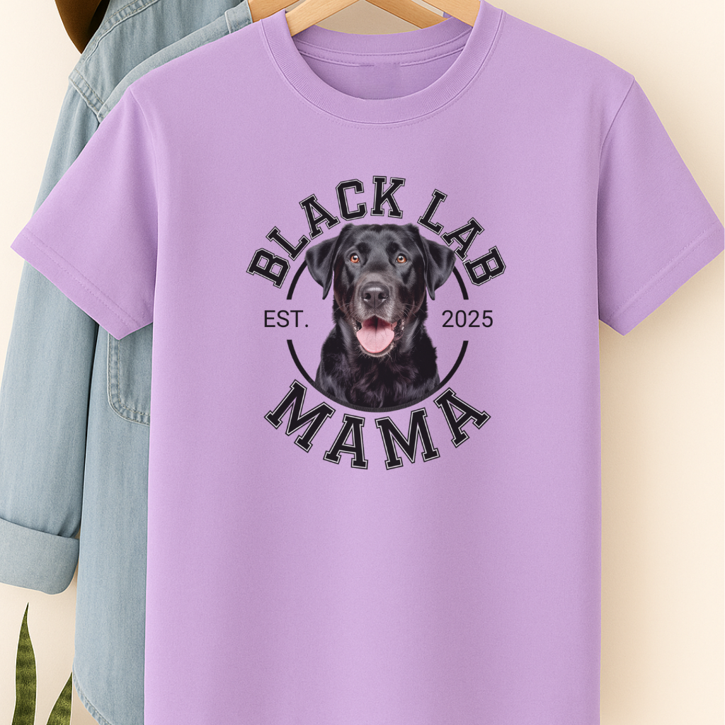 Black Lab Mama Shirt Personalized Labrador Retriever Dog Mom Tee Gift for Dog Lovers Custom Pet Owner Shirt