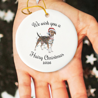 Christmas Smooth Fox Terrier Ornament, Christmas Lights Dog Keepsake