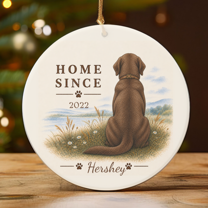 Personalized Chocolate Lab Ornament, Double Sided Labrador Gotcha Day Gift, Custom Dog Keepsake
