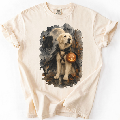 English Cream Golden Retriever Headless Horseman Inspired Halloween Comfort Colors Shirt