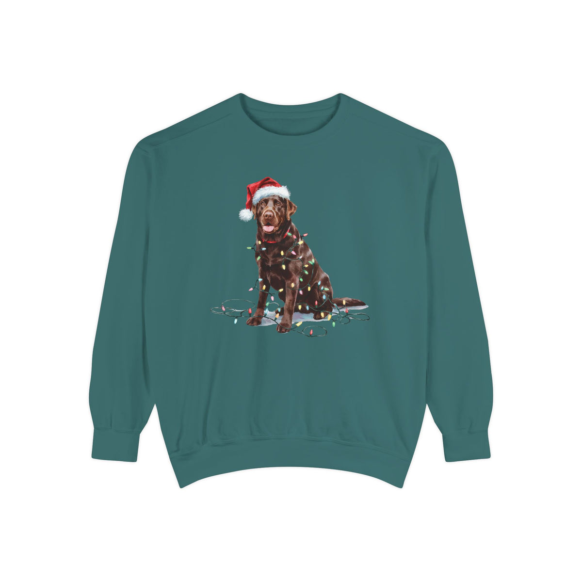 Christmas Chocolate Labrador Sweatshirt, Christmas Lights Dog