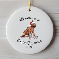 Load image into Gallery viewer, Christmas Rhodesian Ridgeback Ornament, Christmas Lights Dog Keepsake

