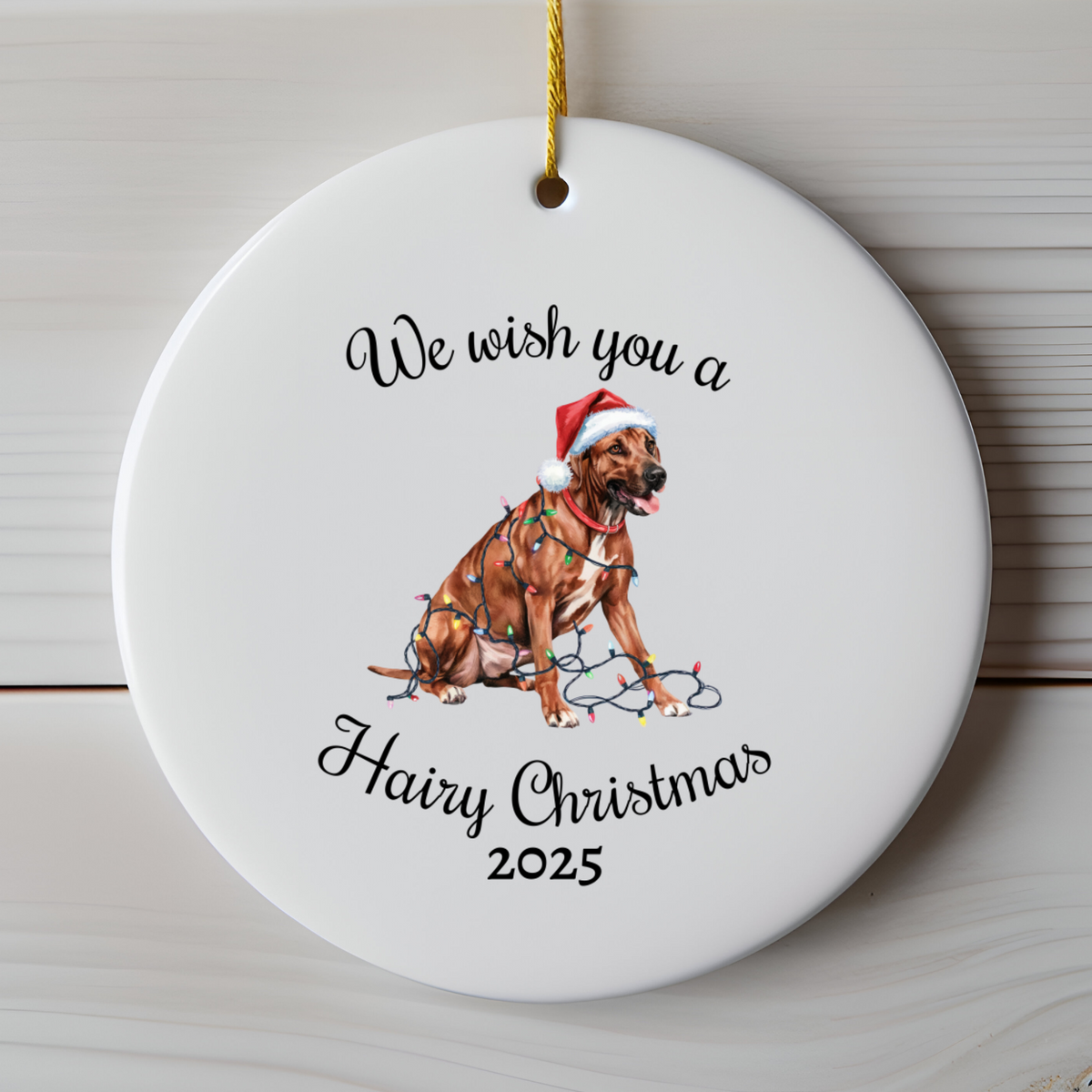 Christmas Rhodesian Ridgeback Ornament, Christmas Lights Dog Keepsake