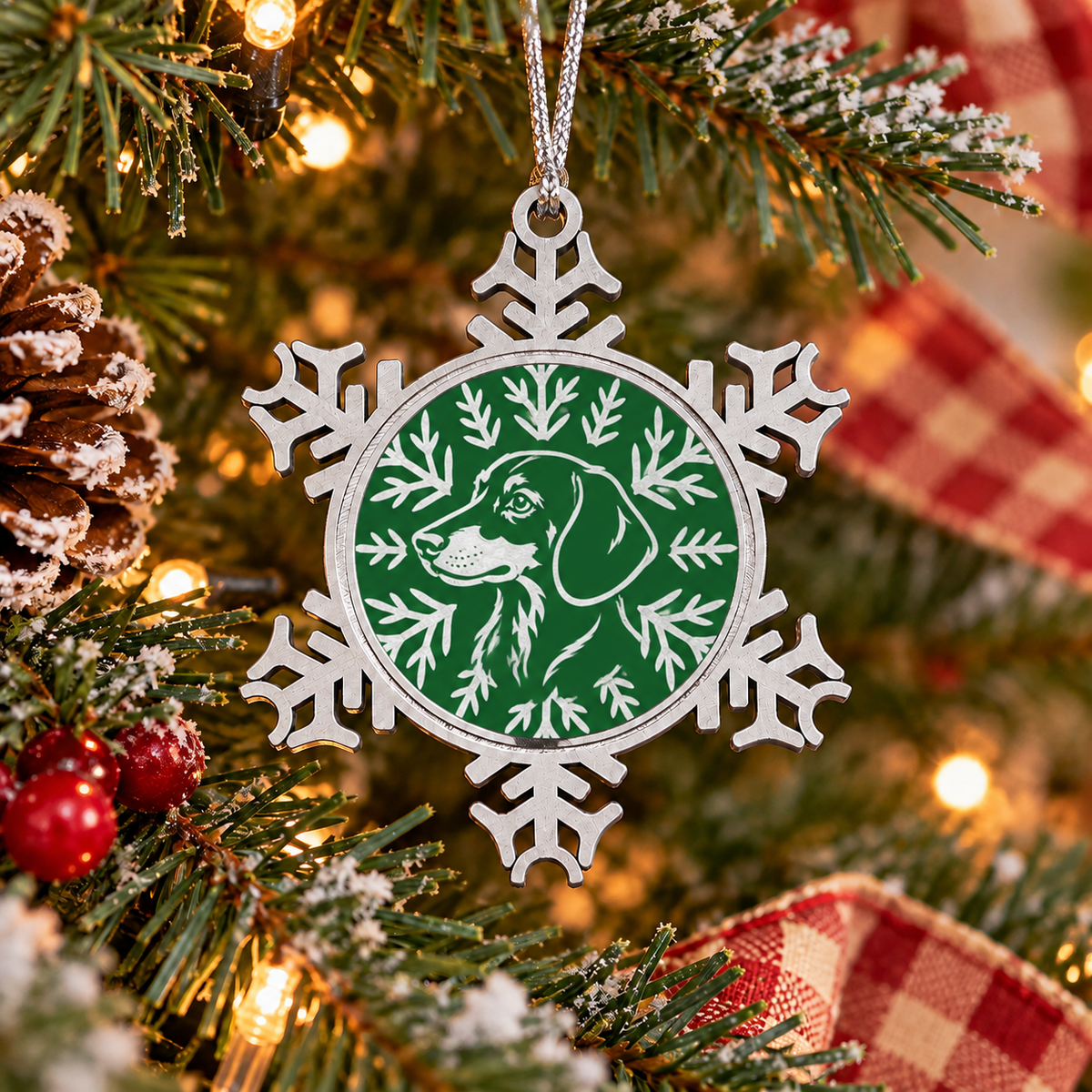Dachshund Ornament, Pewter Snowflake Christmas Ornament, Dachshund Lover Gift