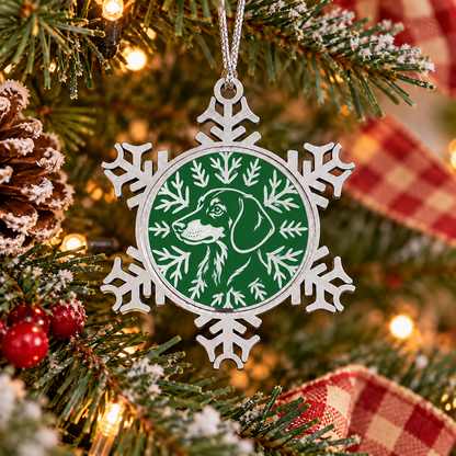 Dachshund Ornament, Pewter Snowflake Christmas Ornament, Dachshund Lover Gift