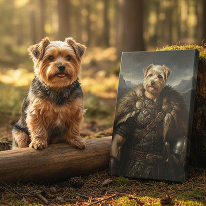 Personalized Viking Dog Portrait on Canvas, Custom Pet Art