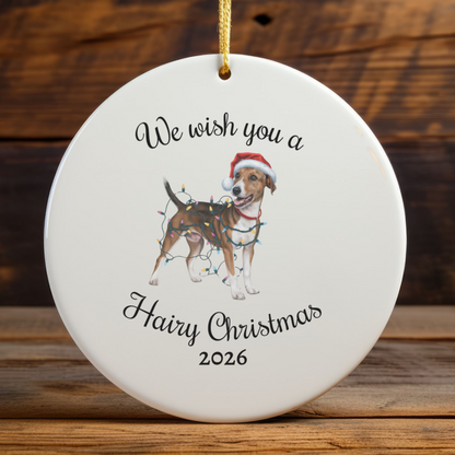 Christmas Smooth Fox Terrier Ornament, Christmas Lights Dog Keepsake