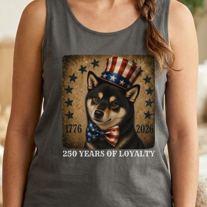 Black Shiba Inu Patriotic Tank Top, 250 Years Loyalty