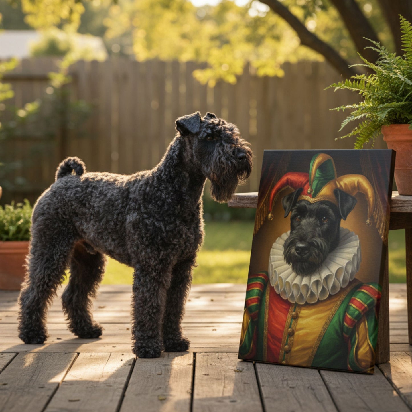 Personalized Jester Dog Portrait, Custom Renaissance Pet Art Canvas