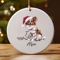 Load image into Gallery viewer, Papillon Personalized Ornament, Custom Dog Keepsake
