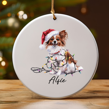 Papillon Personalized Ornament, Custom Dog Keepsake