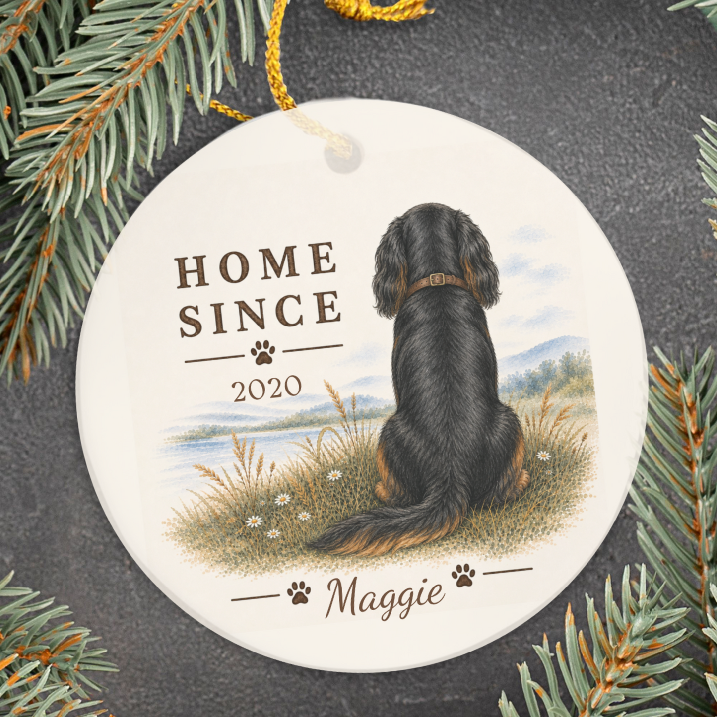 Personalized Black and Tan Cavalier Ornament, Double Sided Gotcha Day Gift, Custom Dog Keepsake
