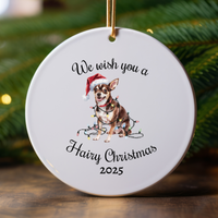 Load image into Gallery viewer, Christmas Black Chihuahua Ornament, Christmas Lights Dog Keepsake
