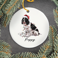 Load image into Gallery viewer, Personalized Black Springer Spaniel Ornament, Christmas Dog Decor
