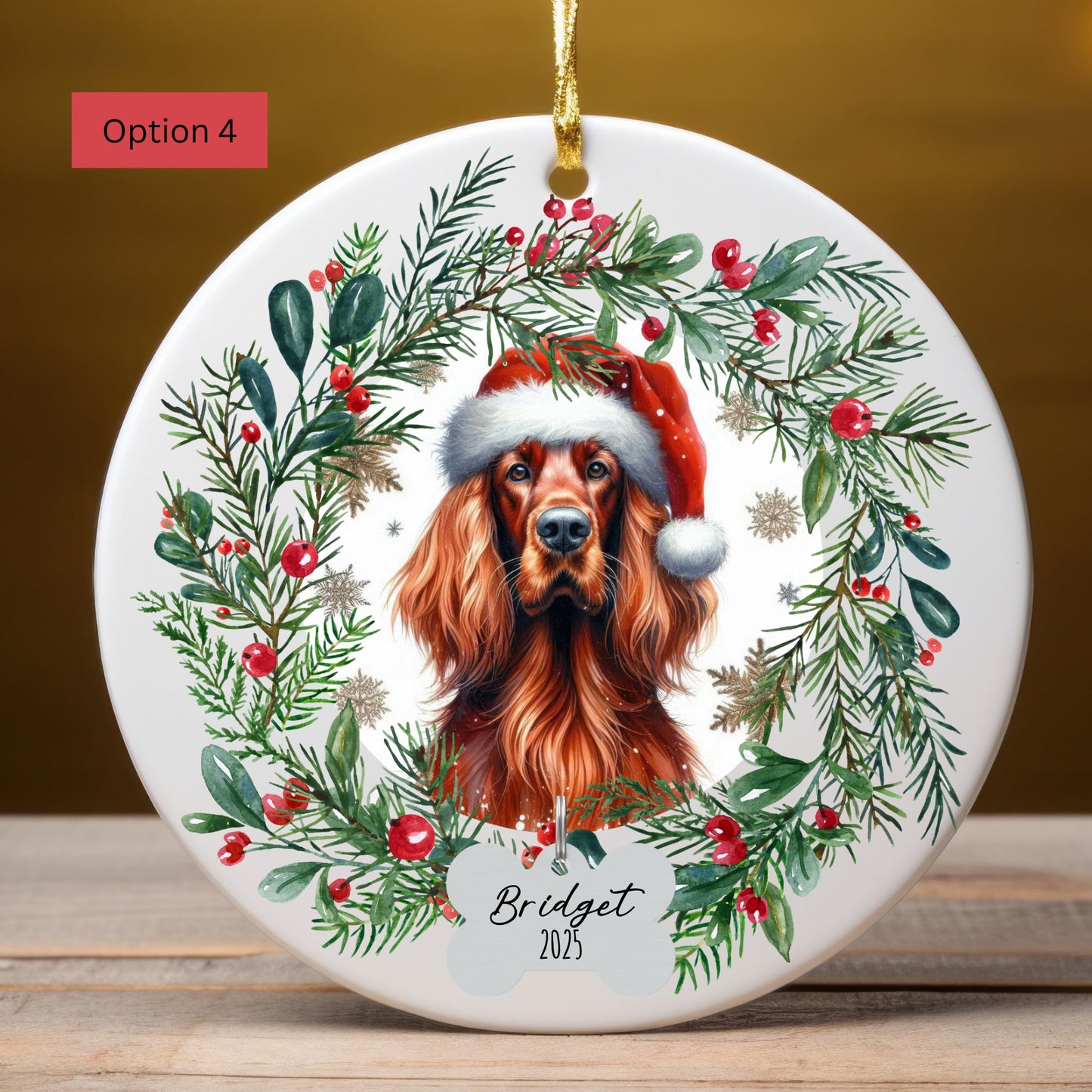 Personalized Irish Setter Christmas Ornament