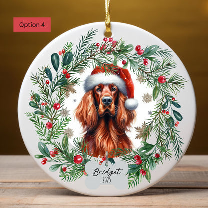 Personalized Irish Setter Christmas Ornament