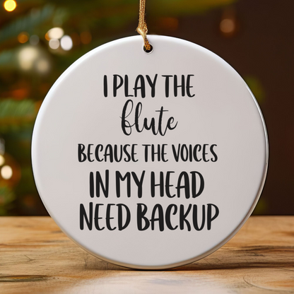 Gift for Flute Player, Ceramic Musician Ornament