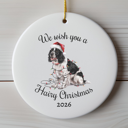Christmas Black Springer Spaniel Ornament, Christmas Lights Dog Keepsake