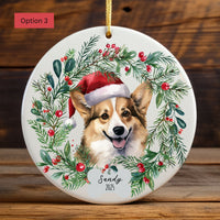 Load image into Gallery viewer, Personalized Corgi Wreath Ornament
