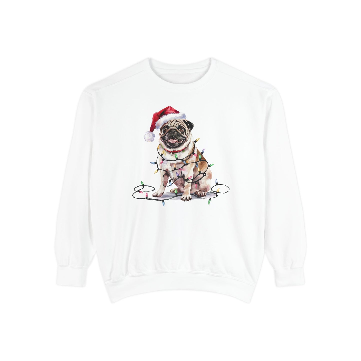 Christmas Pug Sweatshirt, Christmas Lights Dog Sweatshirt, Pug Mom Sweatshirt, Christmas Dog, Gift for Dog Lover, Pug