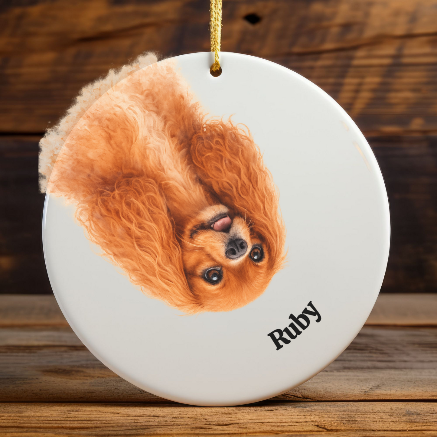Upside down Personalized Pet Photo Ornament, Custom Dog Cat Memorial Ornament with Name, Watercolor Gift