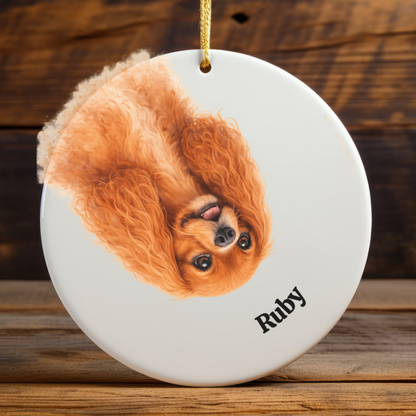 Upside down Personalized Pet Photo Ornament, Custom Dog Cat Memorial Ornament with Name, Watercolor Gift