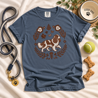 Blenheim Cavalier Comfort Colors Shirt, Folk Art King Charles Spaniel Tee, Dog Gift