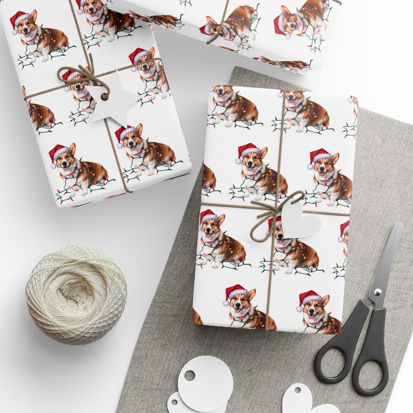 Corgi Christmas Lights Wrapping Paper