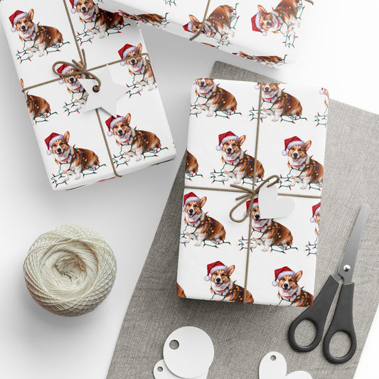 Corgi Christmas Lights Wrapping Paper