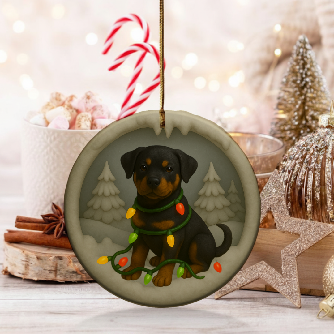Personalized Rottweiler Christmas 3D Clay-Style Dog Keepsake