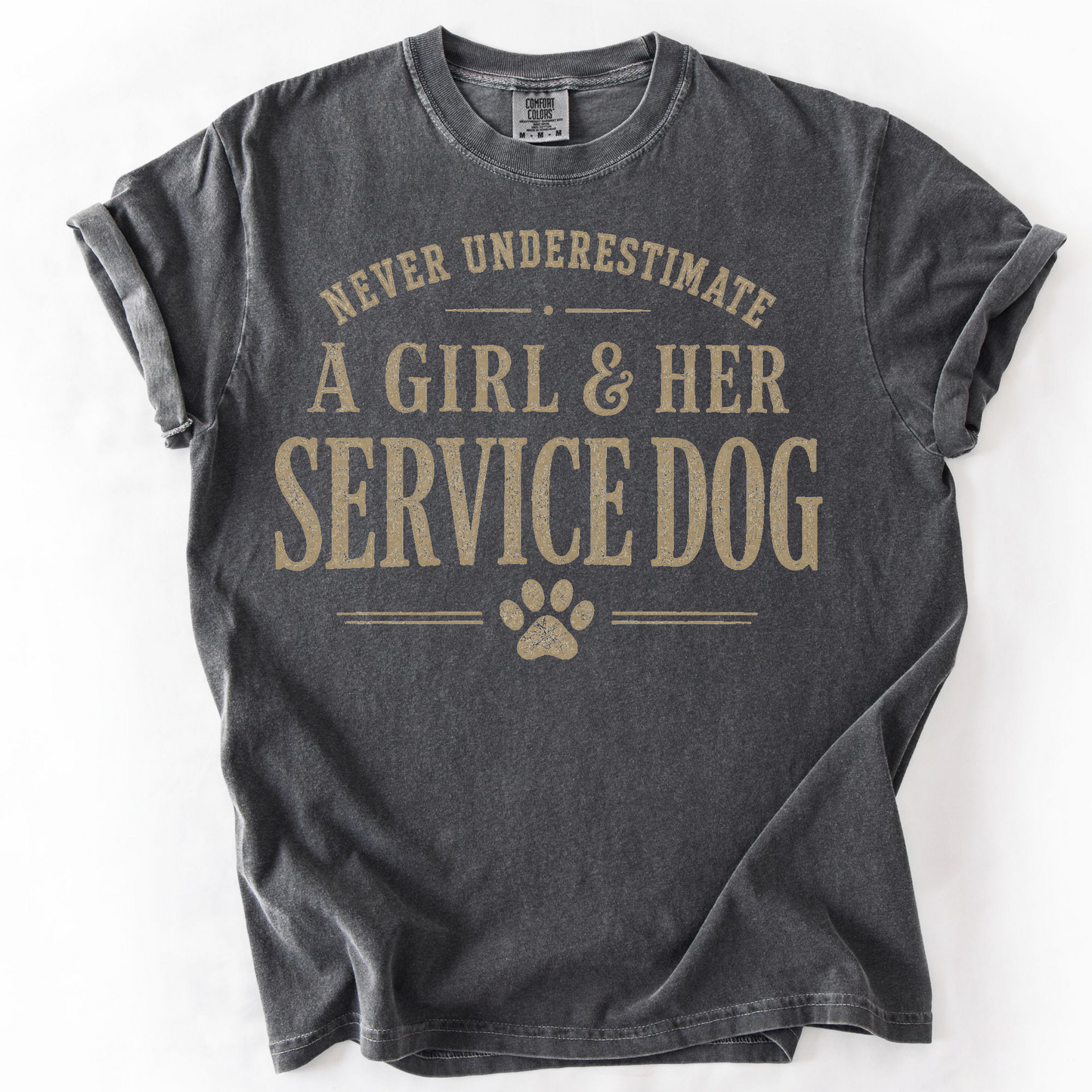 Service Dog Handler Shirt for Women, Never Underestimate a Girl and Her Service Dog
