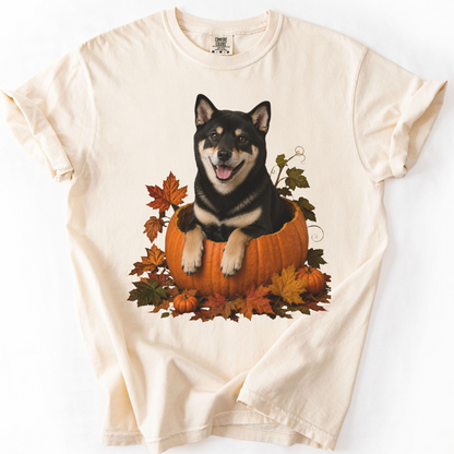 Black Shiba Inu Pumpkin Shirt, Cute Fall Dog Lover T-Shirt for Shiba Moms and Dads